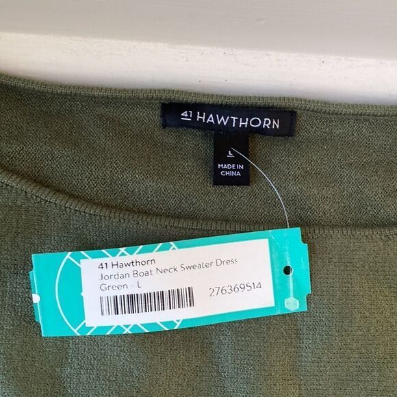 41 HAWTHORN Jordan Boat Neck Sweater Dress Green L Nwt Stitch Fix - Picture 5 of 7